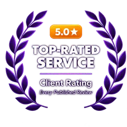 Top-rated service: 5.0 star client rating across every published review