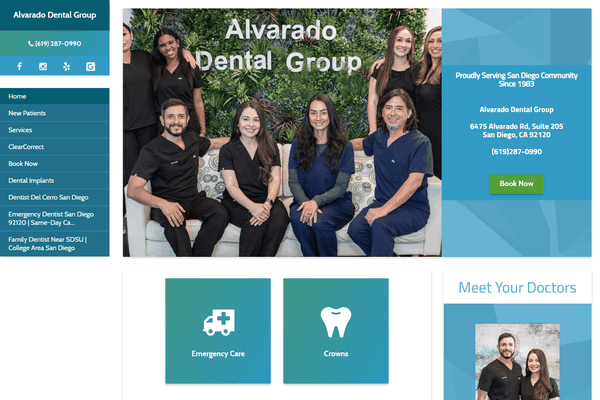 Dental SEO for Alvarado Dental Group, a family and emergency dentist near SDSU in San Diego