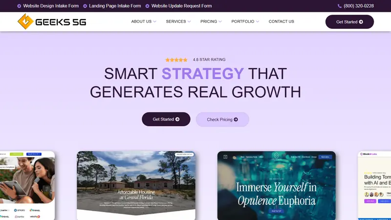 Geeks 5G home page, website design and marketing in Austin
