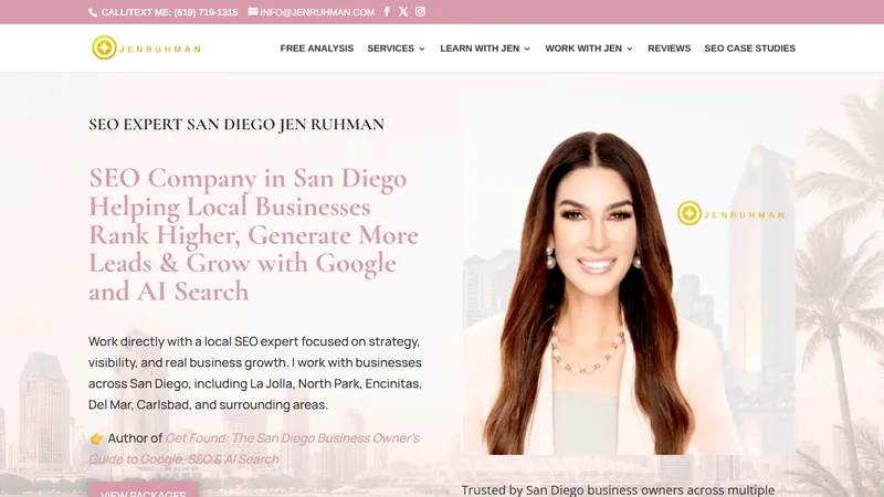Jen Ruhman SEO home page, a San Diego local SEO consultant