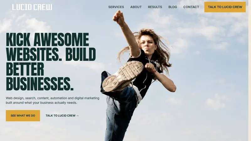 Lucid Crew home page, an Austin web design company since 1999