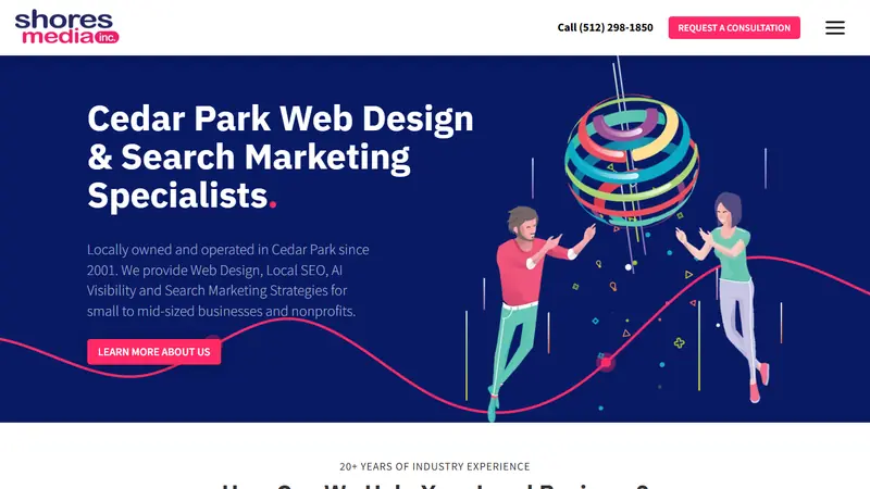 Shores Media Design home page, a Cedar Park web design agency