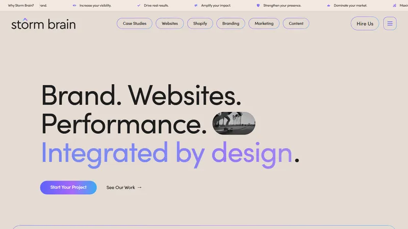 Storm Brain home page, a San Diego County branding, web design and SEO agency