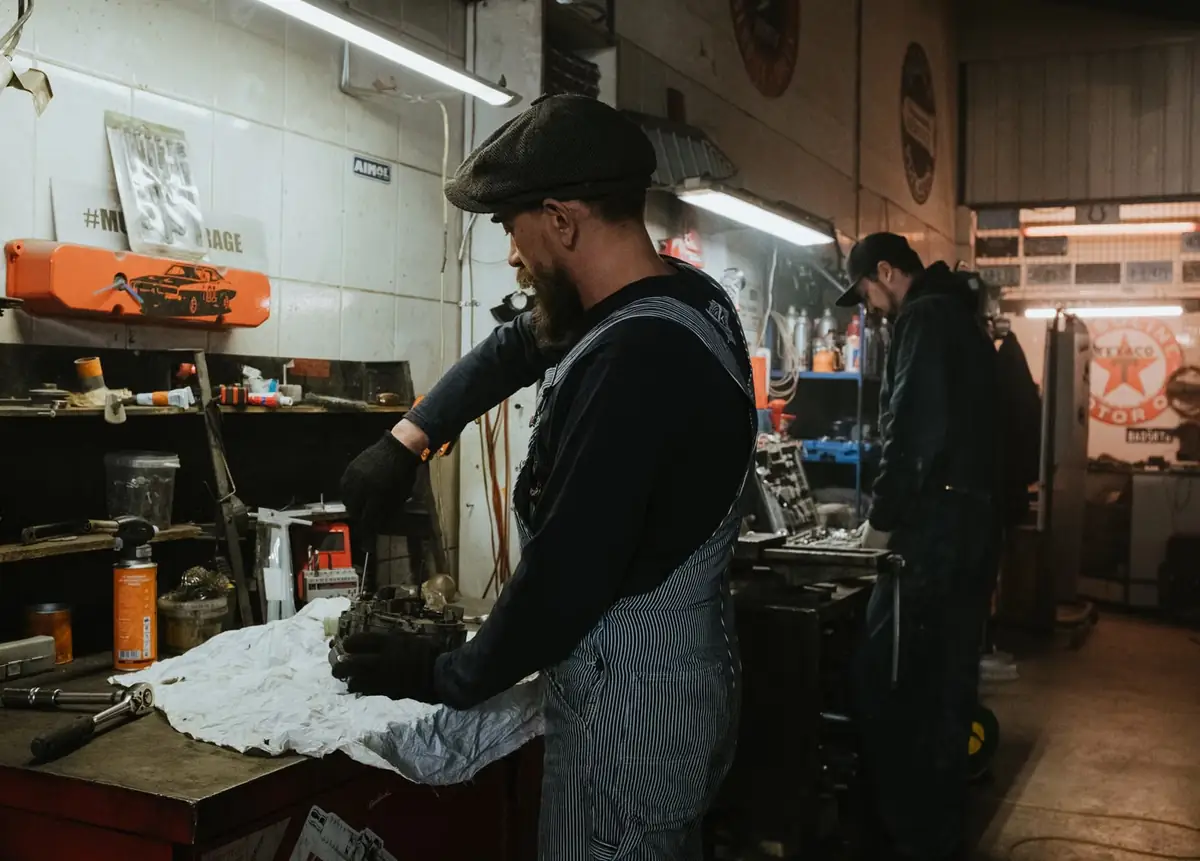 A mechanic at work in a service bay
